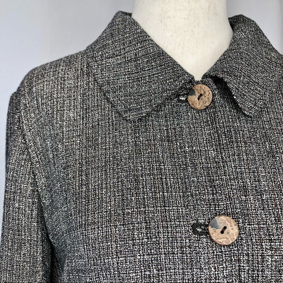 J Jill lightweight jacket unlined cotton linen blend swing brown black buttons - Picture 2 of 11